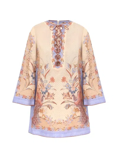 Zimmermann Indra Short Tunic Dress In Beige