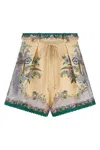 Zimmermann Womens Cream Scarf Floral Indra Tuck Printed Linen Shorts In Multi