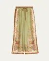 Zimmermann Womens Khaki Scarf Floral Indra Wide-leg Silk Trousers In Green