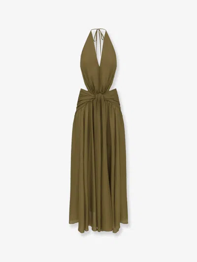 Zimmermann Indra Silk Dress In Green
