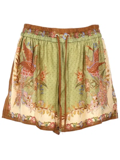 ZIMMERMANN INDRA SILK MOTIFS RELAXED SHORTS