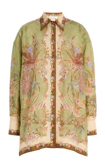 Zimmermann Indra Silk Shirt In Green