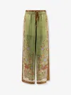 Zimmermann Womens Khaki Scarf Floral Indra Wide-leg Silk Trousers In Green