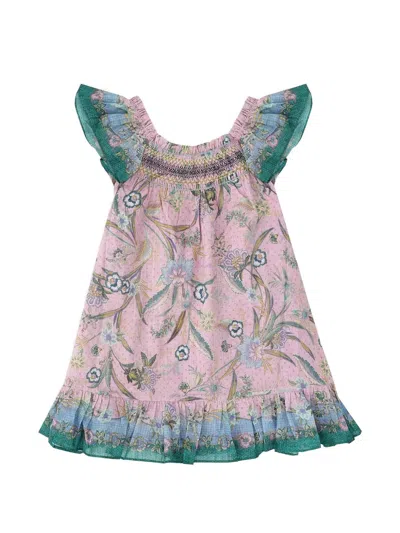 Zimmermann Indra Smocked-ruffled Casual Dress In Pink