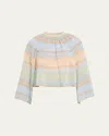 Zimmermann Indra Stripe Bell-sleeve Top In Multi