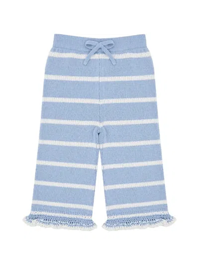 Zimmermann Kids' Indra Striped Knit Pants In Blue
