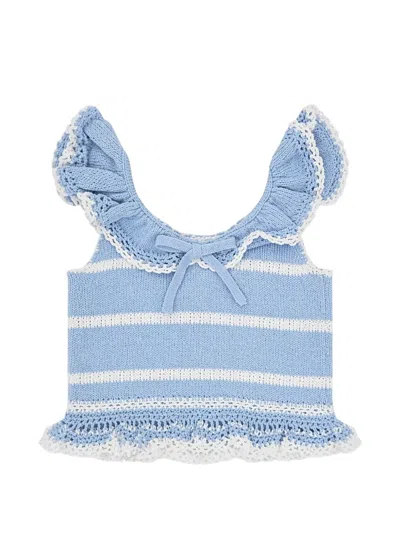 Zimmermann Kids' Indra Striped Knit Top In Blue