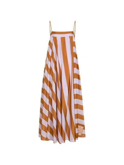 Zimmermann Indra Striped Spaghetti-strap Midi Dress In Multi