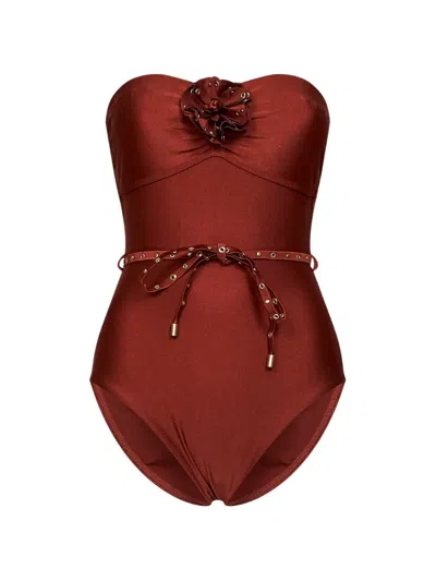Zimmermann Indra Studded Flower One-piece In Red