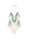 Zimmermann Womens Cream Scarf Floral Indra Crochet-detail One-piece Swimsuit
