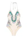 Zimmermann Womens Cream Scarf Floral Indra Crochet-detail One-piece Swimsuit Xs In Multi