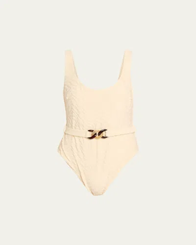 Zimmermann Indra Textured Scoop One-piece Swimsuit In Yellow