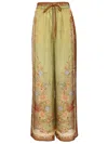 Zimmermann Womens Khaki Scarf Floral Indra Wide-leg Silk Trousers In Multi