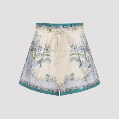 Zimmermann Indra Tuck Mini Shorts In Multicolour