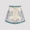 Zimmermann Womens Cream Scarf Floral Indra Tuck Printed Linen Shorts In White