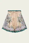 Zimmermann Indra Belted Mid-rise Floral-print Linen Shorts In Multi
