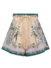 Zimmermann Womens Cream Scarf Floral Indra Tuck Printed Linen Shorts In Nude
