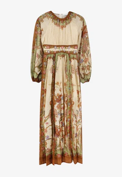 Zimmermann Indra Waisted Floral Maxi Dress In Multicolor