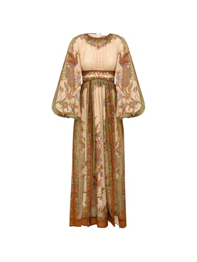 Zimmermann Indra Waisted Maxi Dress In Brown