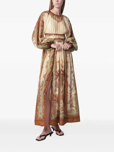 Zimmermann Indra Waisted Maxi Dress In Multi