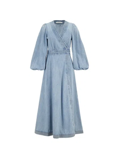 Zimmermann Midi Indra Belted Wrap Dress In Multi