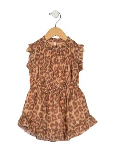 Pre-owned Zimmermann Babies' Infant Girls' Animal Print Sleeveless Dress W/tags In Orange