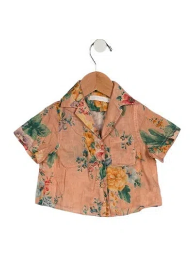 Pre-owned Zimmermann Babies' Infants Girls' Short Sleeve Shirt In Orange