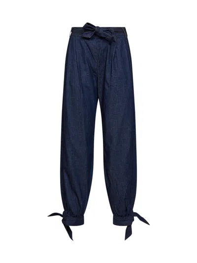 Zimmermann Ink Denim Aster Harem Trousers In Blue