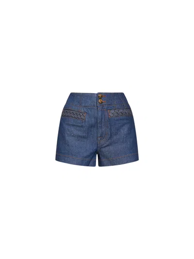 Zimmermann Ink Stretch Denim Aster Shorts In Blue