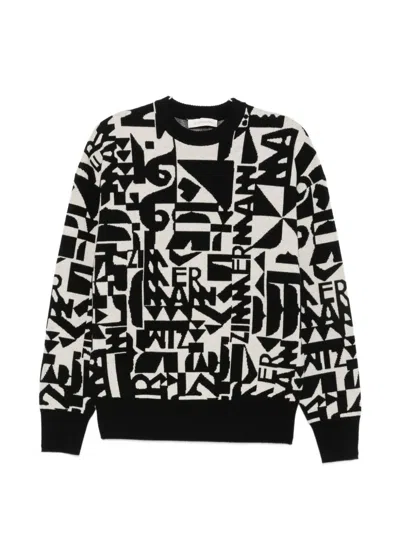 Zimmermann Intarsia Logo Knit Sweater In Black