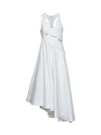 Zimmermann Ivory Cotton Luna Applique Midi Dress In White