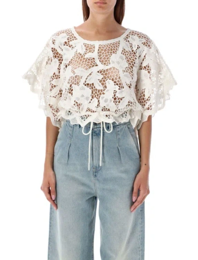 Zimmermann Golden Crochet Lace Top In Ivory In White