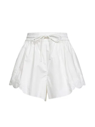Zimmermann Ivory Embroidered Cotton Poplin Daylight Shorts In White