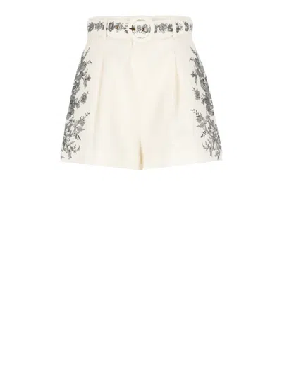 ZIMMERMANN IVORY LINEN SHORTS