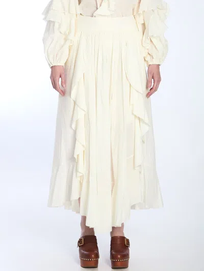 Zimmermann Ivory Maxi Skirt In White