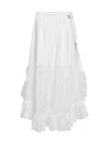 Zimmermann Ivory Printed Cotton Blend Daylight Maxi Skirt In White