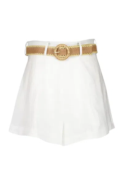 Zimmermann Ivory Rhiannon Tuck Linen Shorts