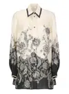 Zimmermann White Floral And Paisley Print Shirt With Contrasting Trim