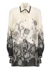 Zimmermann White Floral And Paisley Print Shirt With Contrasting Trim In Neutral