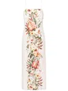 ZIMMERMANN IVORY WHITE FLORAL LINEN PENCIL DRESS WITH SCALLOPED RAFFIA TRIM AND TWO DETACHABLE STRAPS