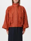 Zimmermann Illustration Leather Bomber Jacket In Orange