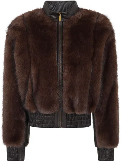 Zimmermann Jacket Faux Fur "valiant" In Brown