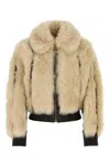 Zimmermann Illustration Shearling Fur Jacket In Beige