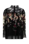 Zimmermann Floral-patterned Long-sleeved Top In Black