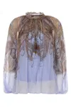 Zimmermann Printed Crepe Hypnotic Blouse In Blue