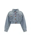 Zimmermann Raie Cropped Denim Jacket In Faded Blue