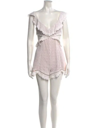 Pre-owned Zimmermann Jasper Patterned Romper In White
