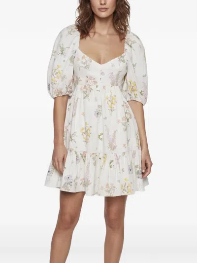 Pre-owned Zimmermann Jeannie Ruffled Mini Dress In White