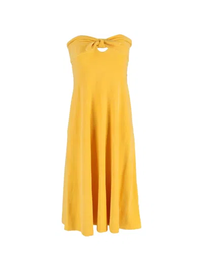 Pre-owned Zimmermann Jeannie Tie-front Midi Dress In Yellow