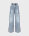 Zimmermann Alchemy Applique Relaxed Flare Jeans In Sea Foam In Blue